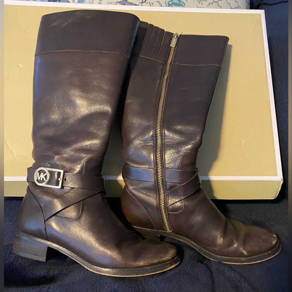Michael Kors Bryce Tall Boots. Dark chocolate. Leather. Size 6.5M. Used.